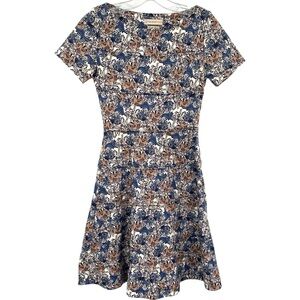 Paul & Joe Sister Anthropologie Cat Print Fit and Flare Dress
